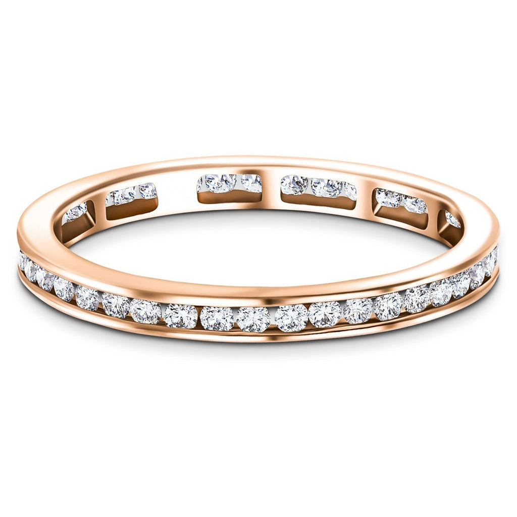 Channel Set Full Eternity Diamond Ring 0.80ct 18k Rose Gold 2.6mm - All Diamond