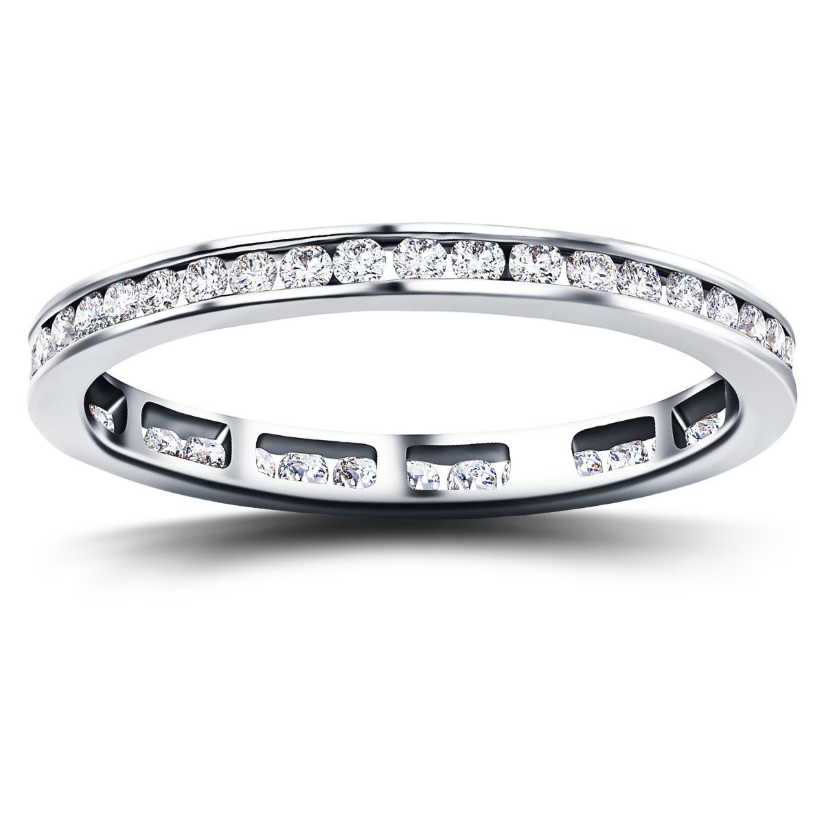 Channel Set Full Eternity Diamond Ring 0.80ct in Platinum 2.6mm - All Diamond