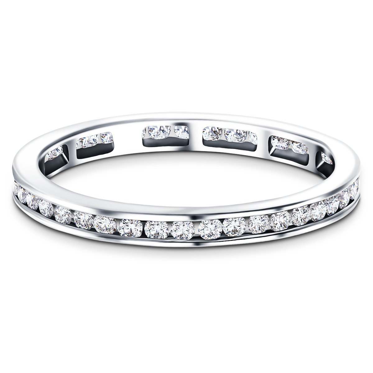 Channel Set Full Eternity Diamond Ring 0.80ct in Platinum 2.6mm - All Diamond