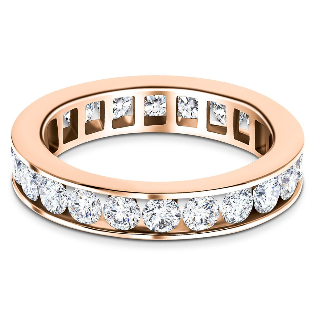 Channel Set Full Eternity Diamond Ring 1.00ct 18k Rose Gold 3.2mm - All Diamond