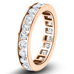 Channel Set Full Eternity Diamond Ring 1.00ct 18k Rose Gold 3.2mm - All Diamond