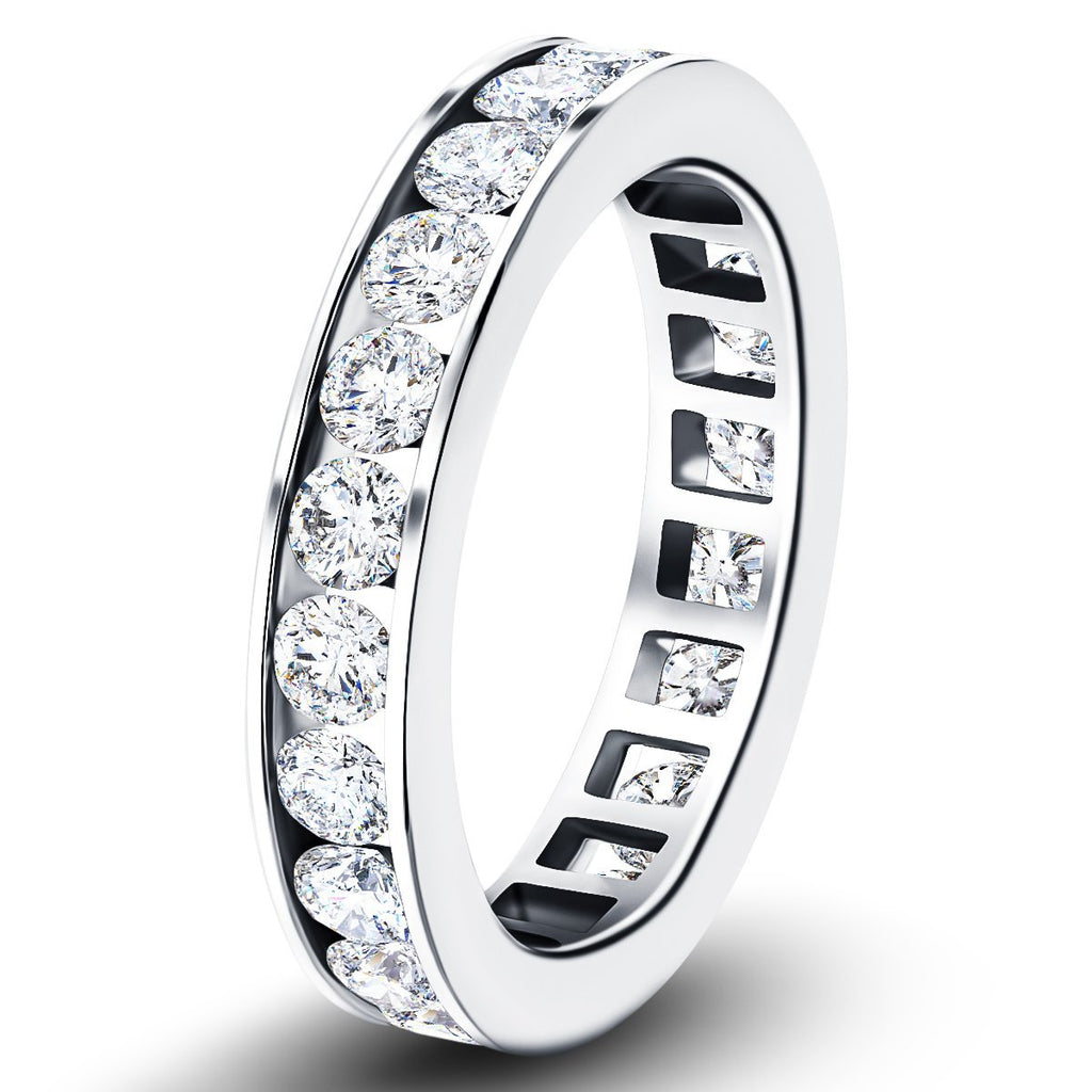 Channel Set Full Eternity Diamond Ring 1.00ct 18k White Gold 3.2mm - All Diamond
