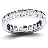 Channel Set Full Eternity Diamond Ring 1.00ct in Platinum 3.2mm - All Diamond