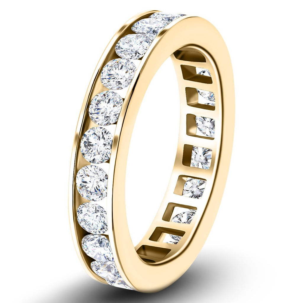 Channel Set Full Eternity Diamond Ring 1.50ct 18k Yellow Gold 3.5mm - All Diamond