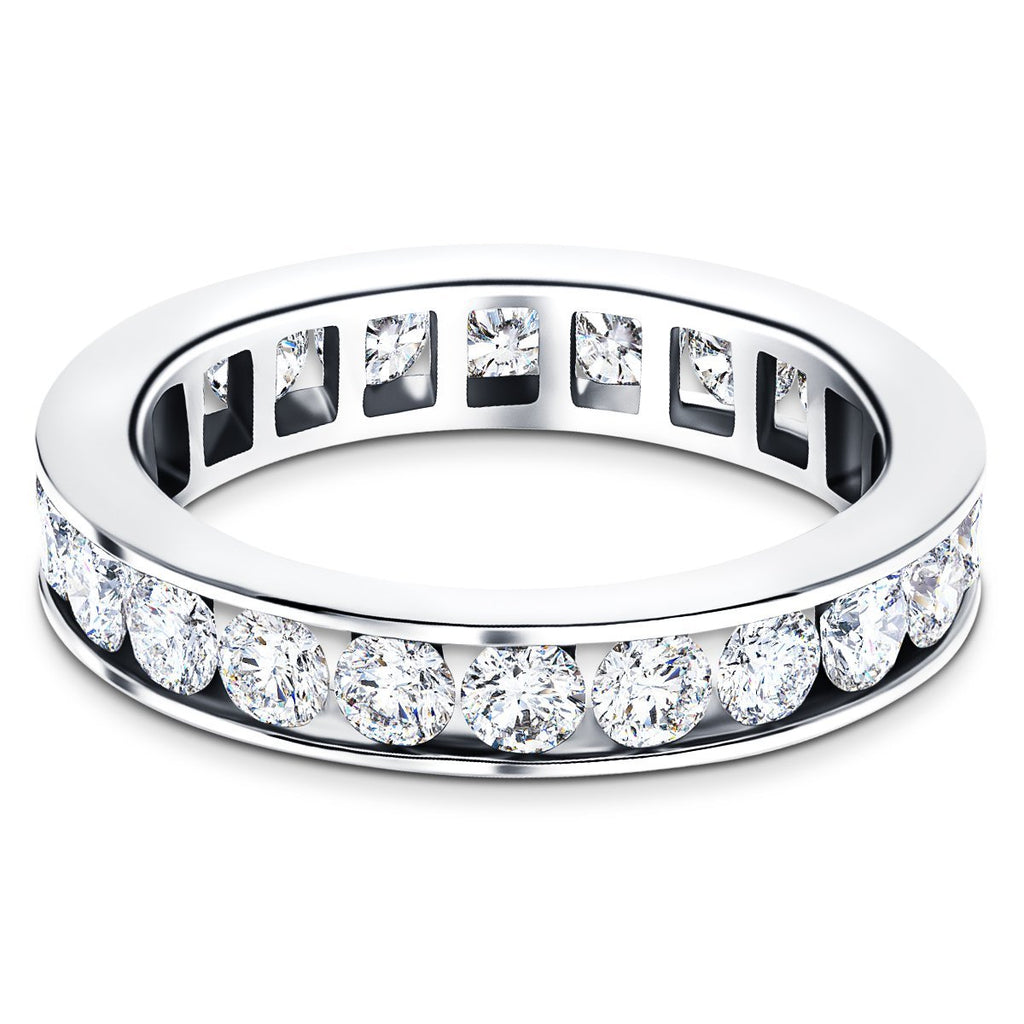 Channel Set Full Eternity Diamond Ring 1.50ct in Platinum 3.5mm - All Diamond