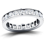 Channel Set Full Eternity Diamond Ring 1.50ct in Platinum 3.5mm - All Diamond