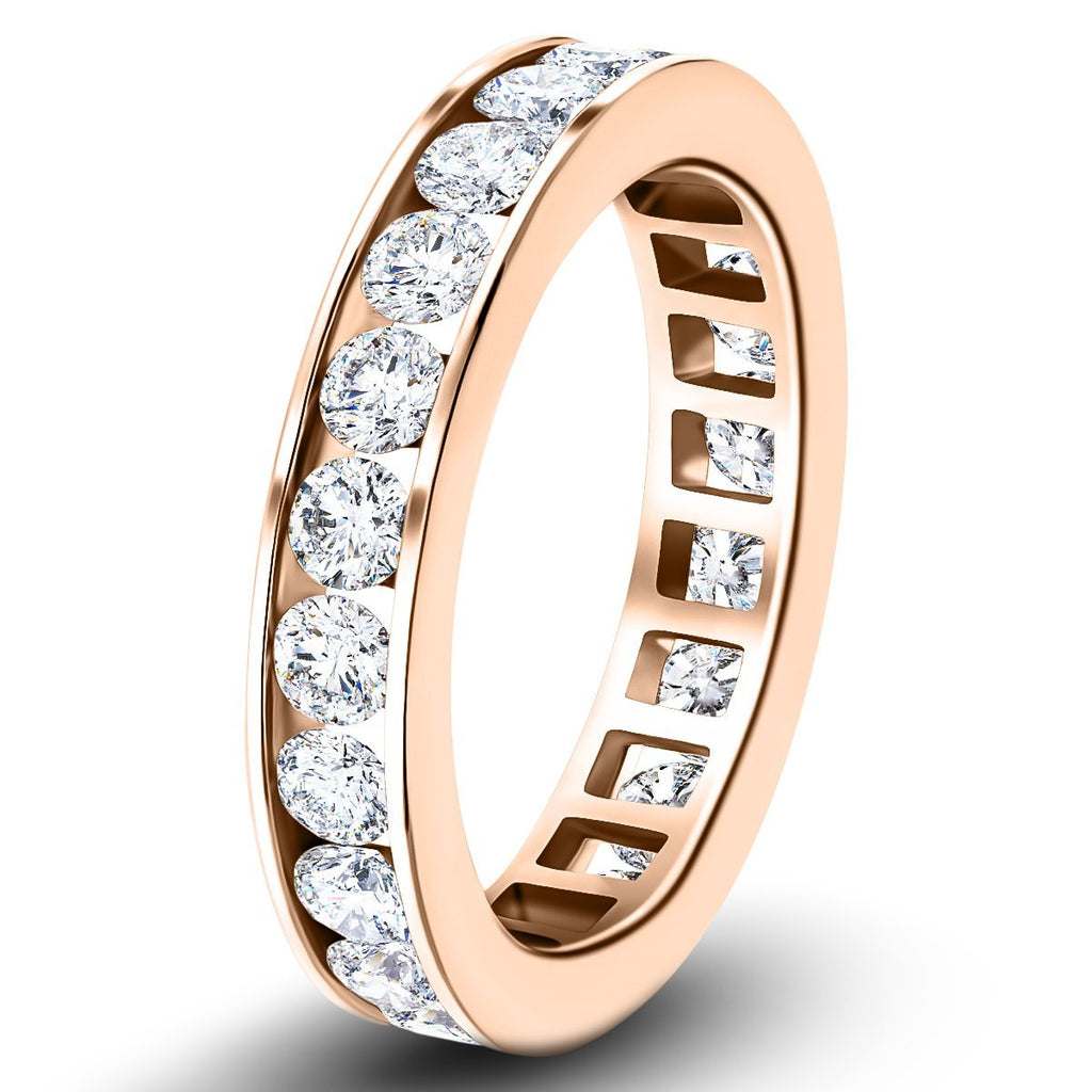 Channel Set Full Eternity Diamond Ring 2.00ct 18k Rose Gold 4.0mm - All Diamond