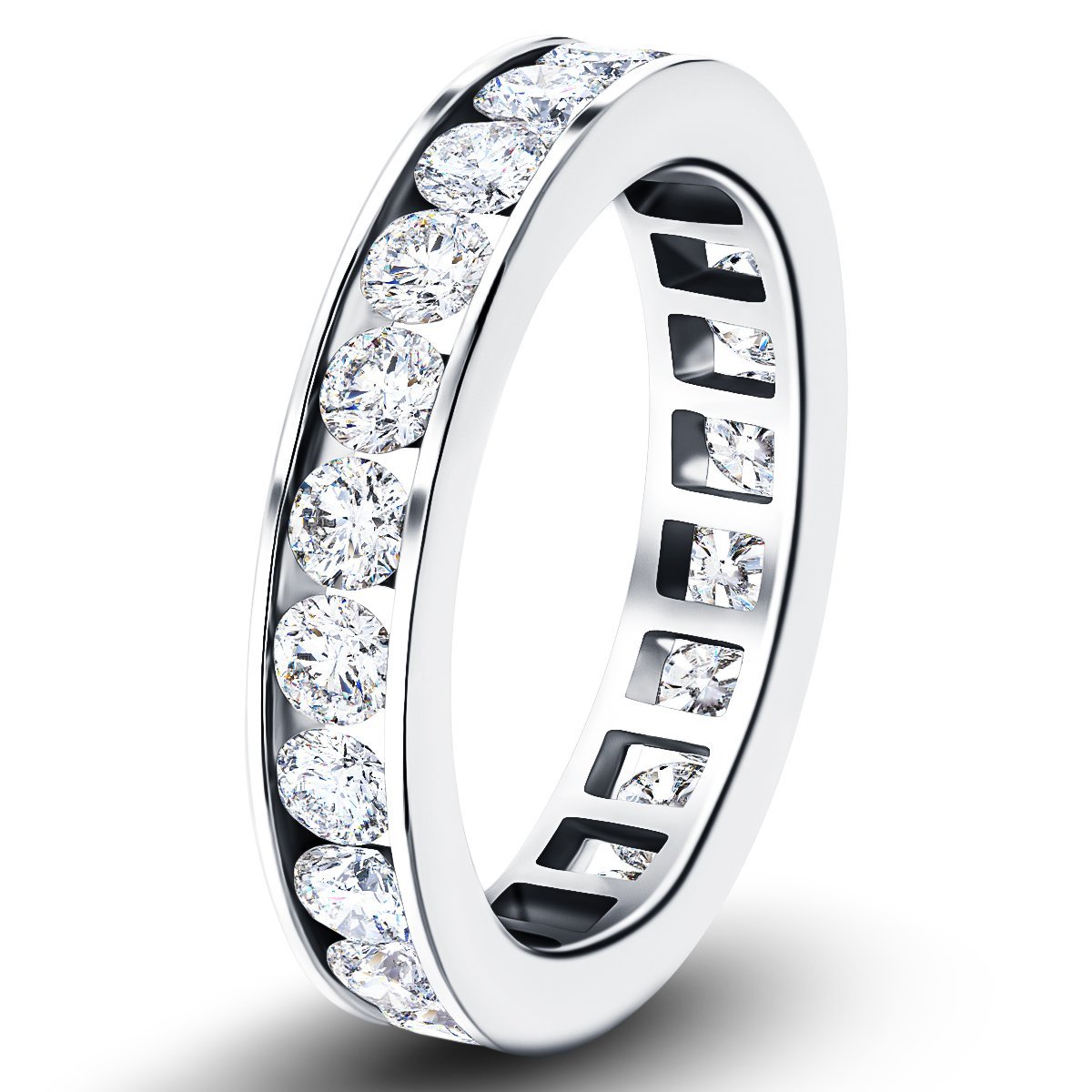 Channel Set Full Eternity Diamond Ring 2.00ct in Platinum 4.0mm - All Diamond