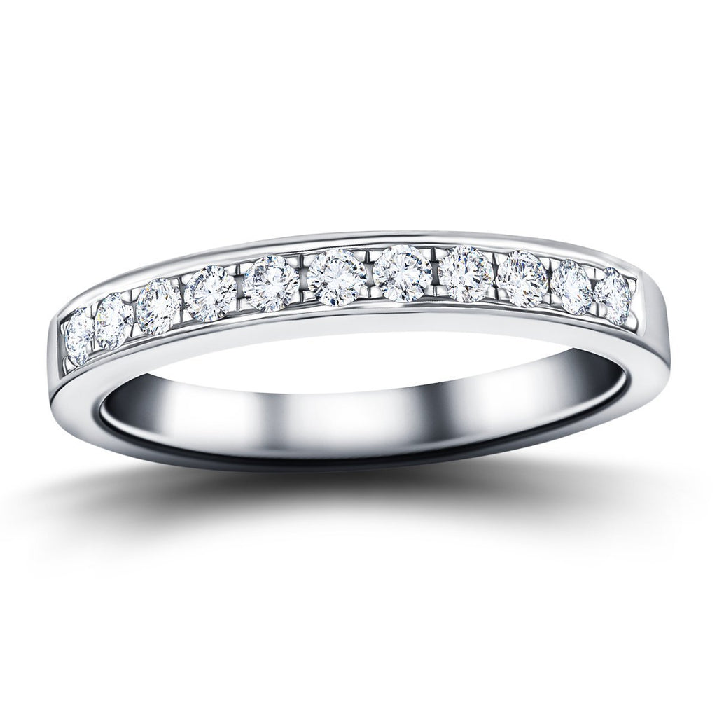 Channel Set Half Eternity Ring 0.25ct G/SI Diamonds in 18k White Gold - All Diamond