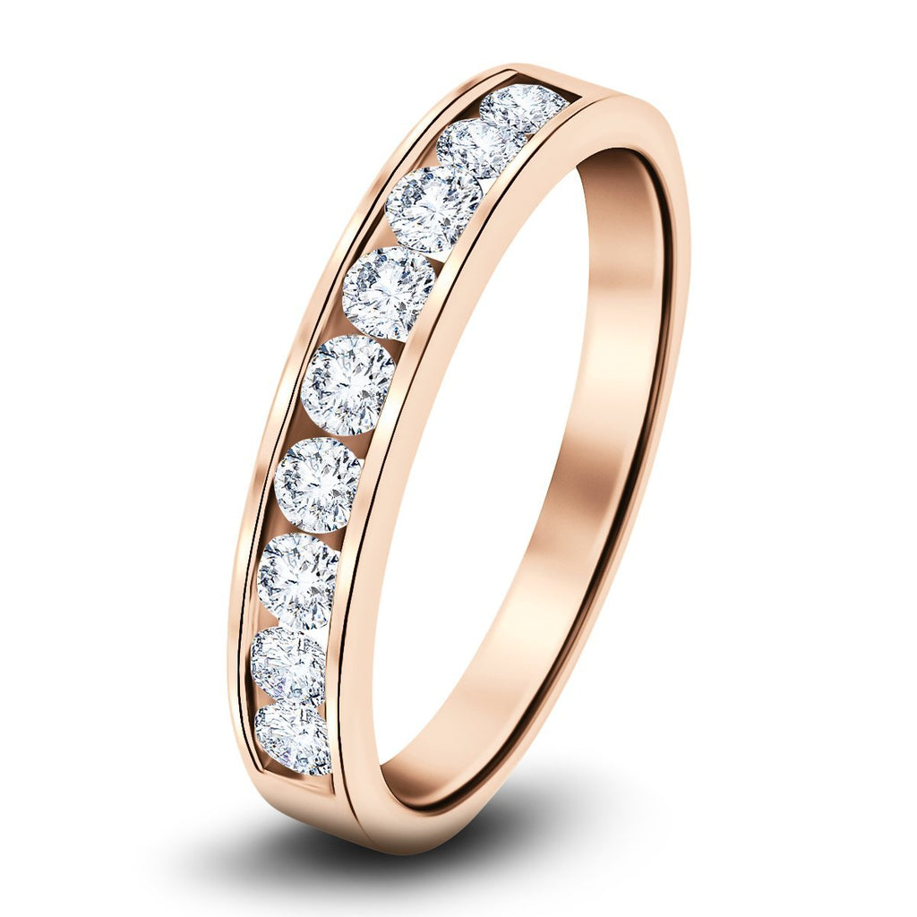 Channel Set Half Eternity Ring 0.25ct G/SI in 18k Rose Gold 2.7mm - All Diamond