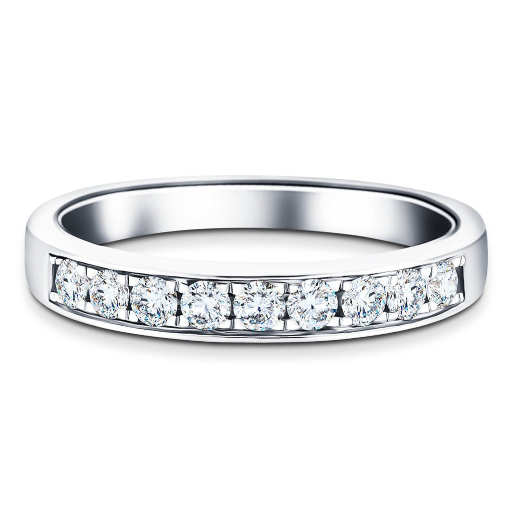 Channel Set Half Eternity Ring 0.35ct G/SI Diamonds in 18k White Gold - All Diamond