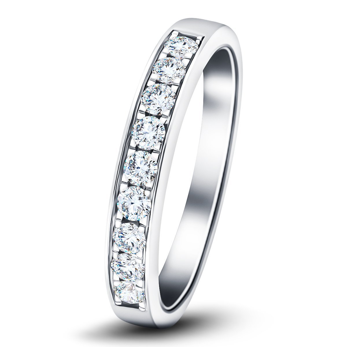 Channel Set Half Eternity Ring 0.35ct G/SI Diamonds in Platinum - All Diamond