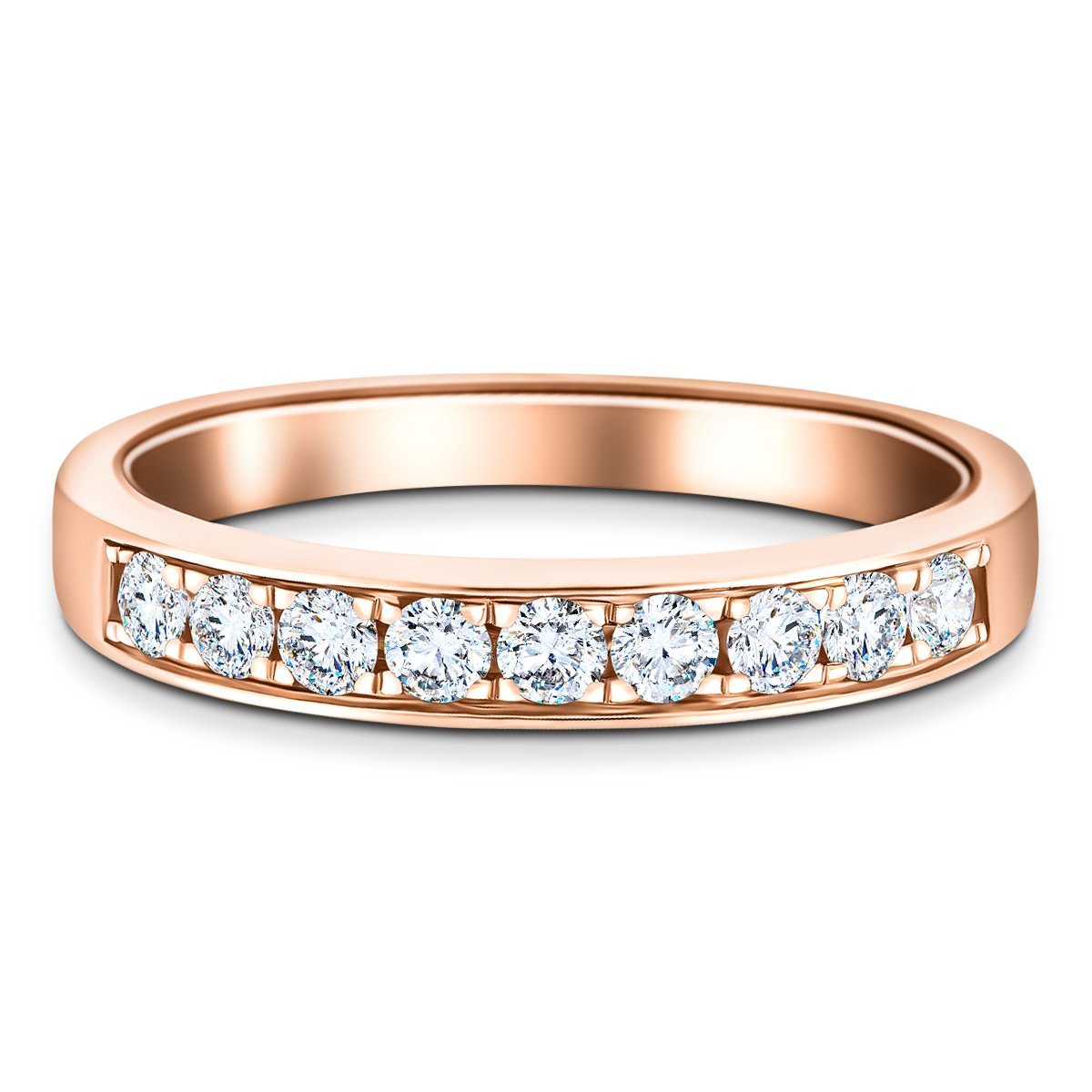 Channel Set Half Eternity Ring 0.50ct G/SI Diamonds in 18k Rose Gold - All Diamond