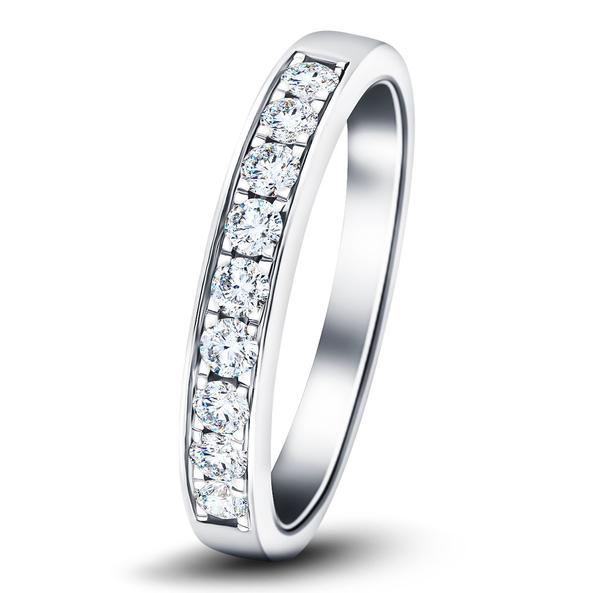 Channel Set Half Eternity Ring 0.50ct G/SI Diamonds in 18k White Gold - All Diamond