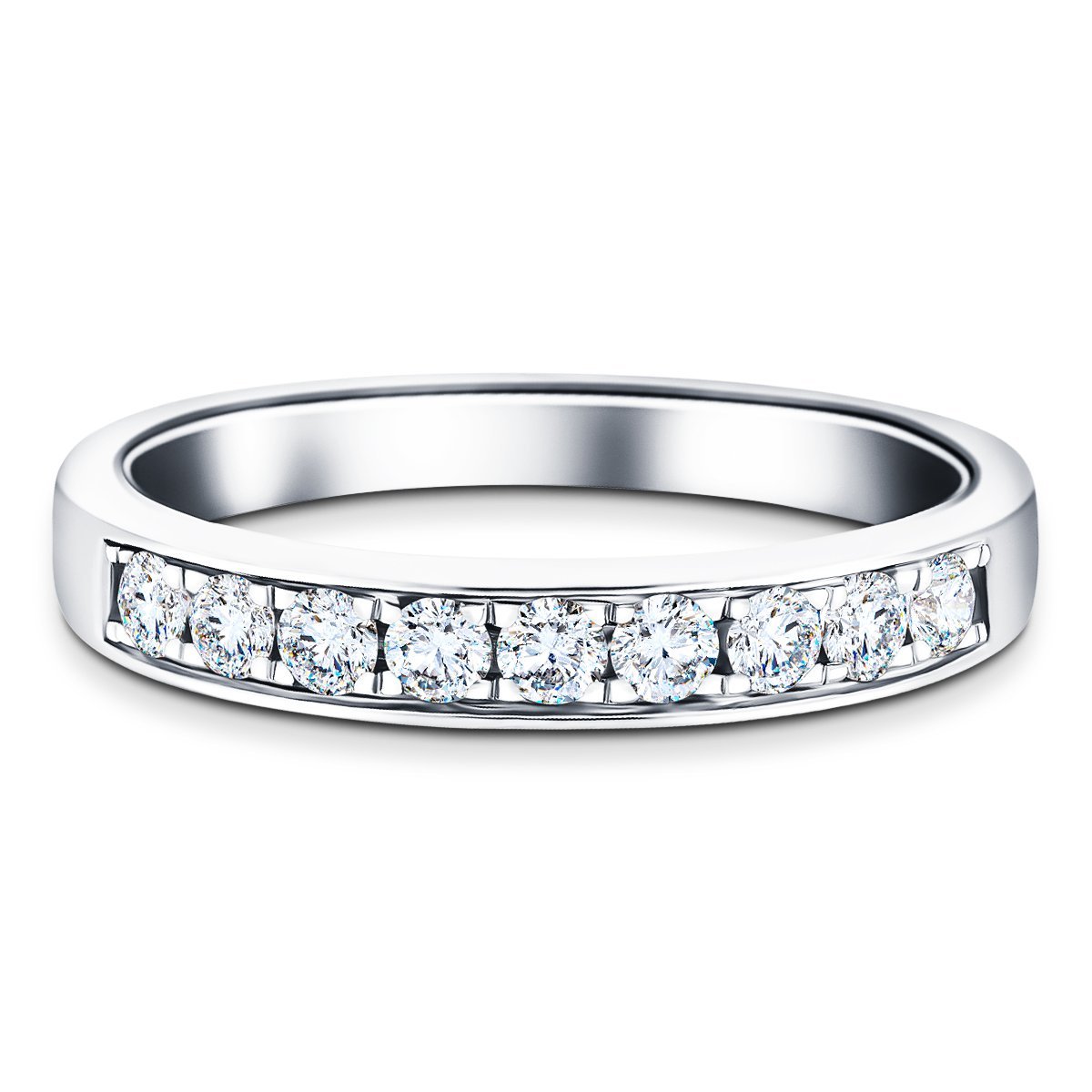 Channel Set Half Eternity Ring 0.50ct G/SI Diamonds in 18k White Gold - All Diamond