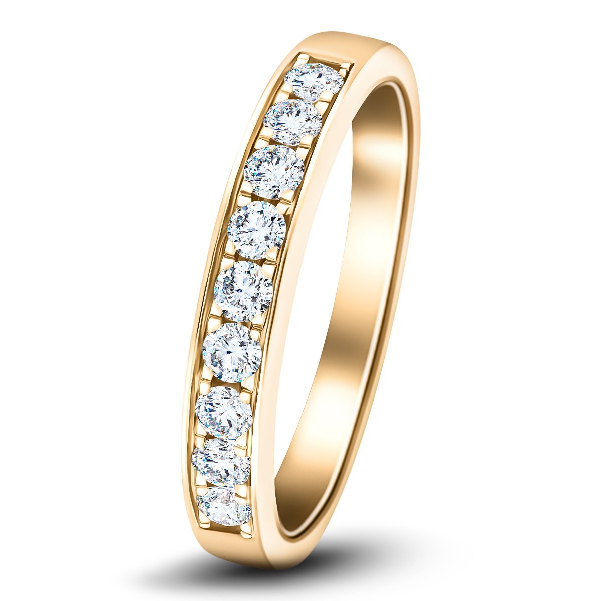 Channel Set Half Eternity Ring 0.50ct G/SI Diamonds in 18k Yellow Gold - All Diamond