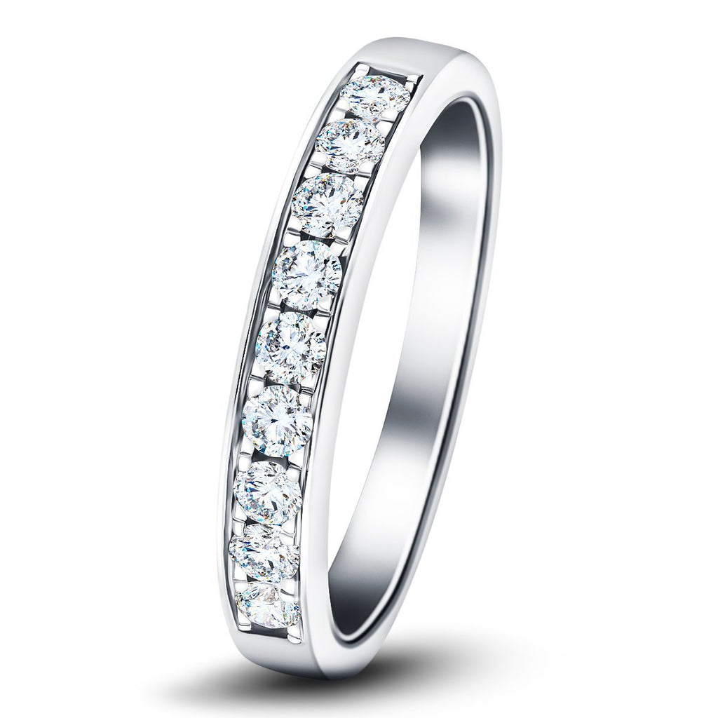 Channel Set Half Eternity Ring 0.50ct G/SI Diamonds in Platinum - All Diamond