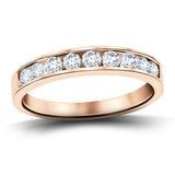 Channel Set Half Eternity Ring 0.50ct G/SI in 18k Rose Gold 3.4mm - All Diamond