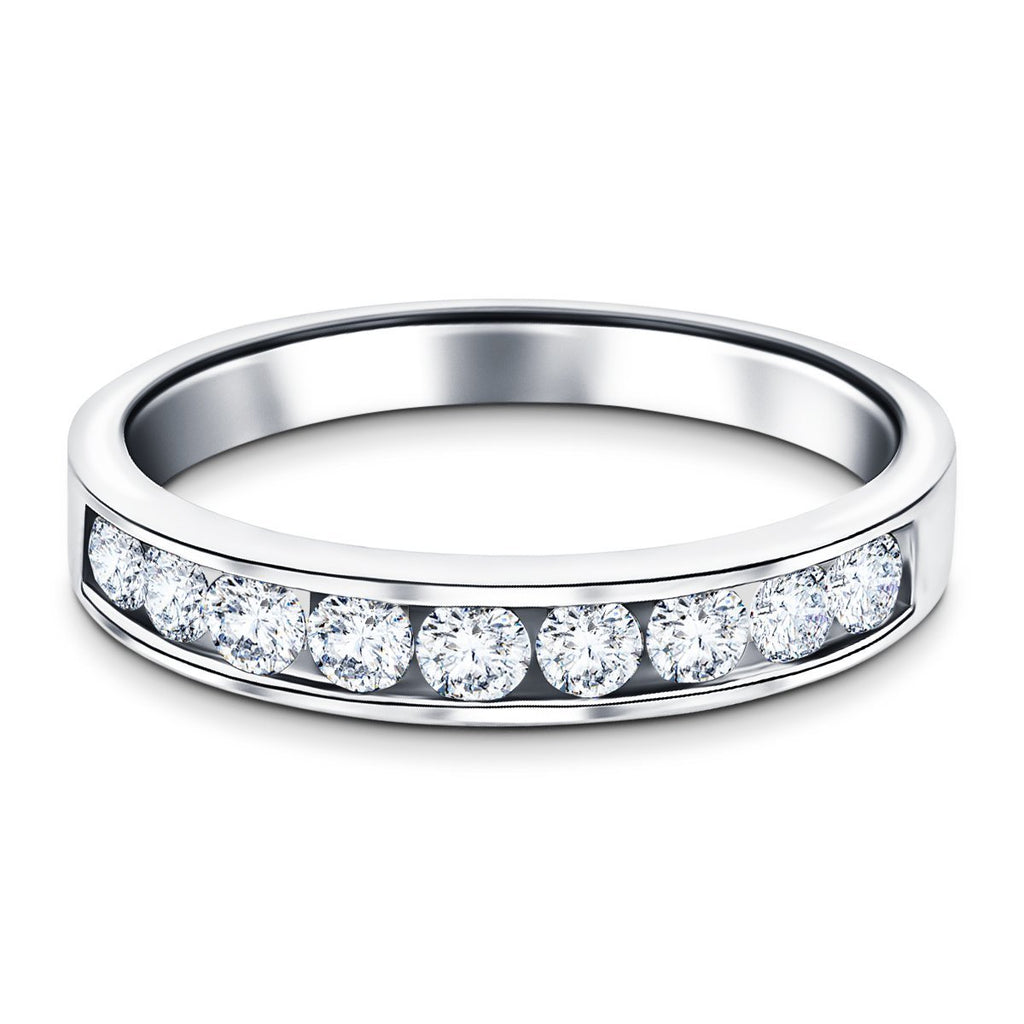 Channel Set Half Eternity Ring 0.50ct G/SI in 18k White Gold 3.4mm - All Diamond