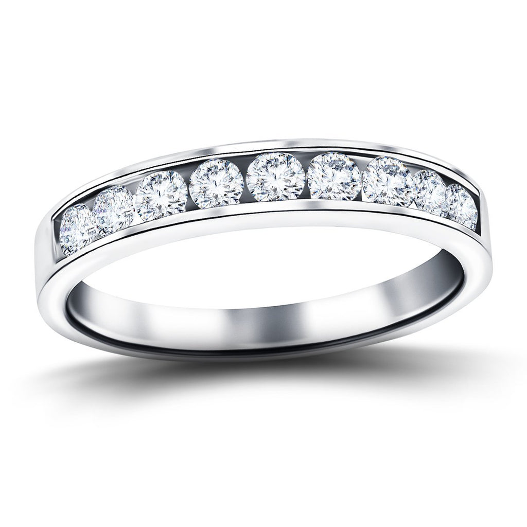 Channel Set Half Eternity Ring 0.50ct G/SI in 18k White Gold 3.4mm - All Diamond