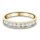 Channel Set Half Eternity Ring 0.50ct G/SI in 18k Yellow Gold 3.4mm - All Diamond