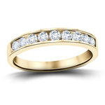Channel Set Half Eternity Ring 0.50ct G/SI in 18k Yellow Gold 3.4mm - All Diamond