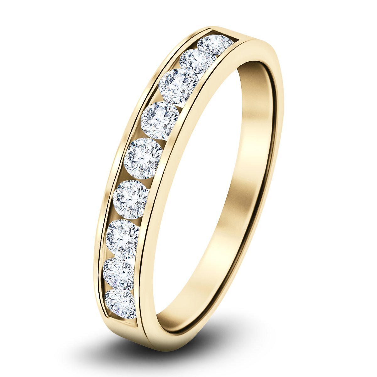 Channel Set Half Eternity Ring 0.50ct G/SI in 18k Yellow Gold 3.4mm - All Diamond