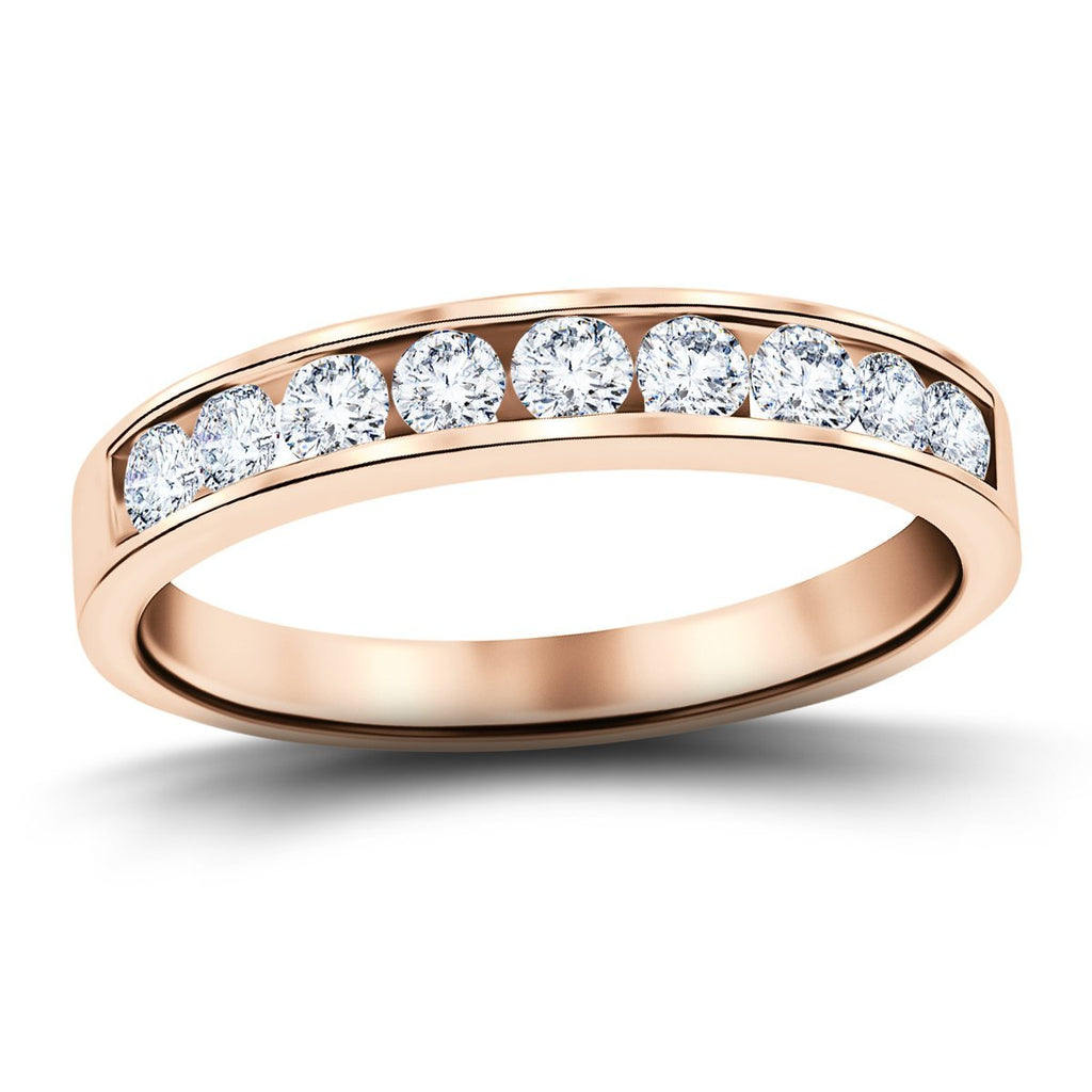 Channel Set Half Eternity Ring 0.50ct G/SI in 9k Rose Gold 3.4mm - All Diamond
