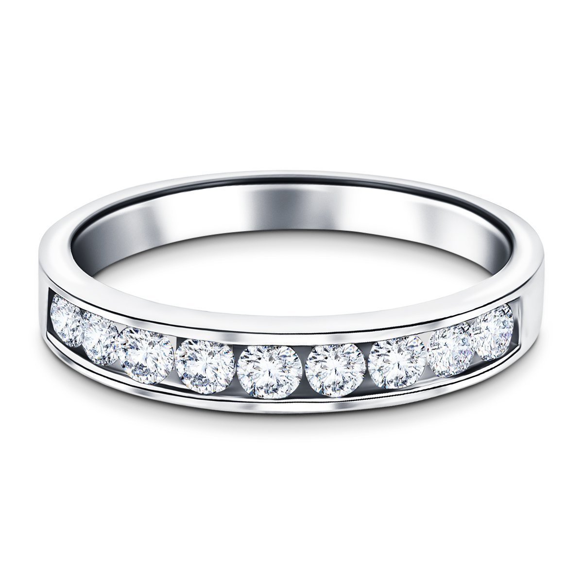 Channel Set Half Eternity Ring 0.50ct G/SI in Platinum 3.4mm - All Diamond