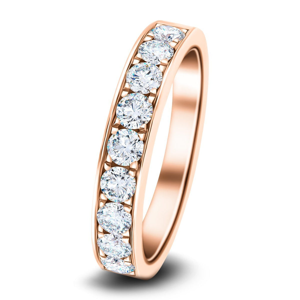Channel Set Half Eternity Ring 0.75ct G/SI Diamonds in 18k Rose Gold - All Diamond
