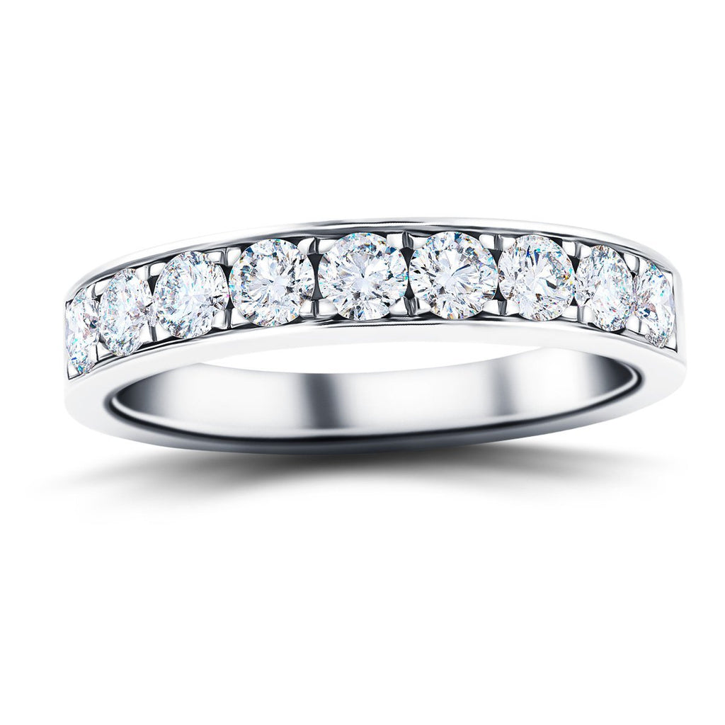 Channel Set Half Eternity Ring 0.75ct G/SI Diamonds in 18k White Gold - All Diamond