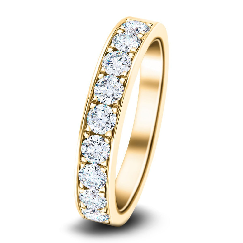 Channel Set Half Eternity Ring 0.75ct G/SI Diamonds in 18k Yellow Gold - All Diamond