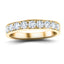 Channel Set Half Eternity Ring 0.75ct G/SI Diamonds in 18k Yellow Gold - All Diamond