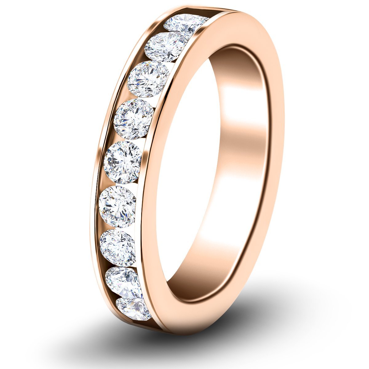 Channel Set Half Eternity Ring 0.80ct G/SI in 18k Rose Gold 4.0mm - All Diamond