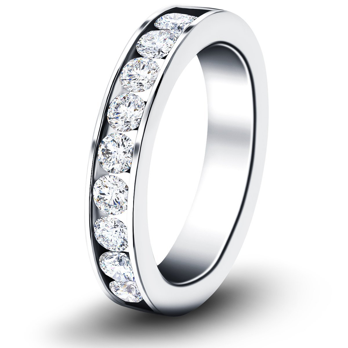Channel Set Half Eternity Ring 0.80ct G/SI in Platinum 4.0mm - All Diamond