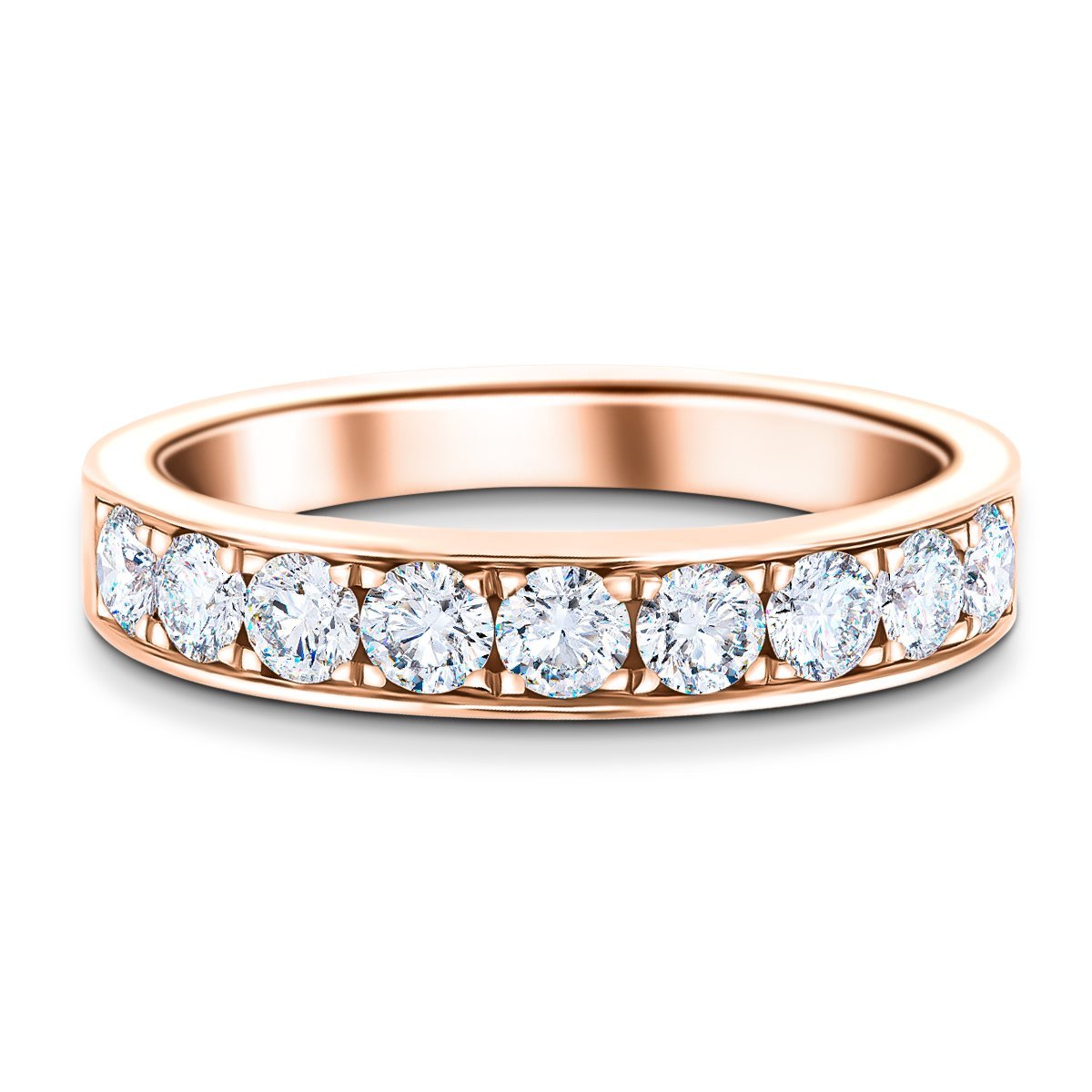 Channel Set Half Eternity Ring 1.00ct G/SI Diamonds in 18k Rose Gold - All Diamond