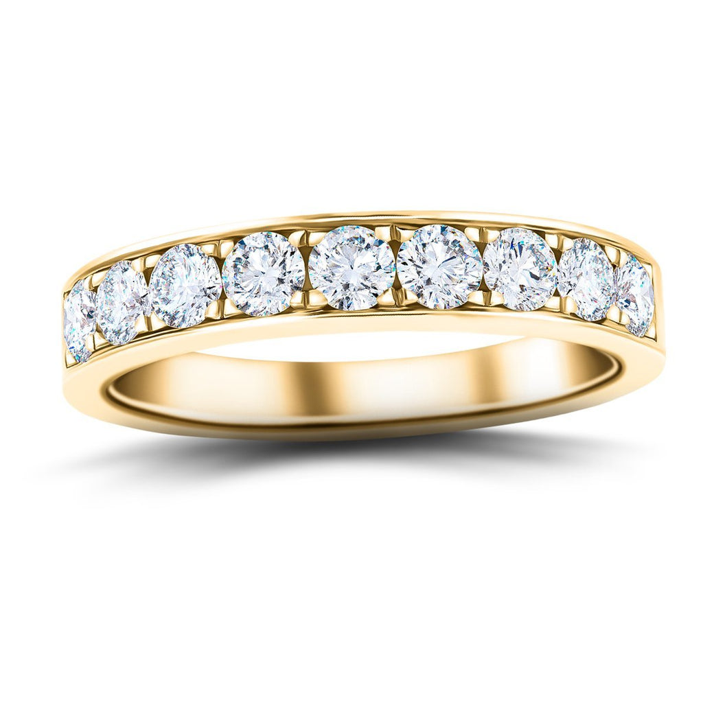 Channel Set Half Eternity Ring 1.00ct G/SI Diamonds in 18k Yellow Gold - All Diamond