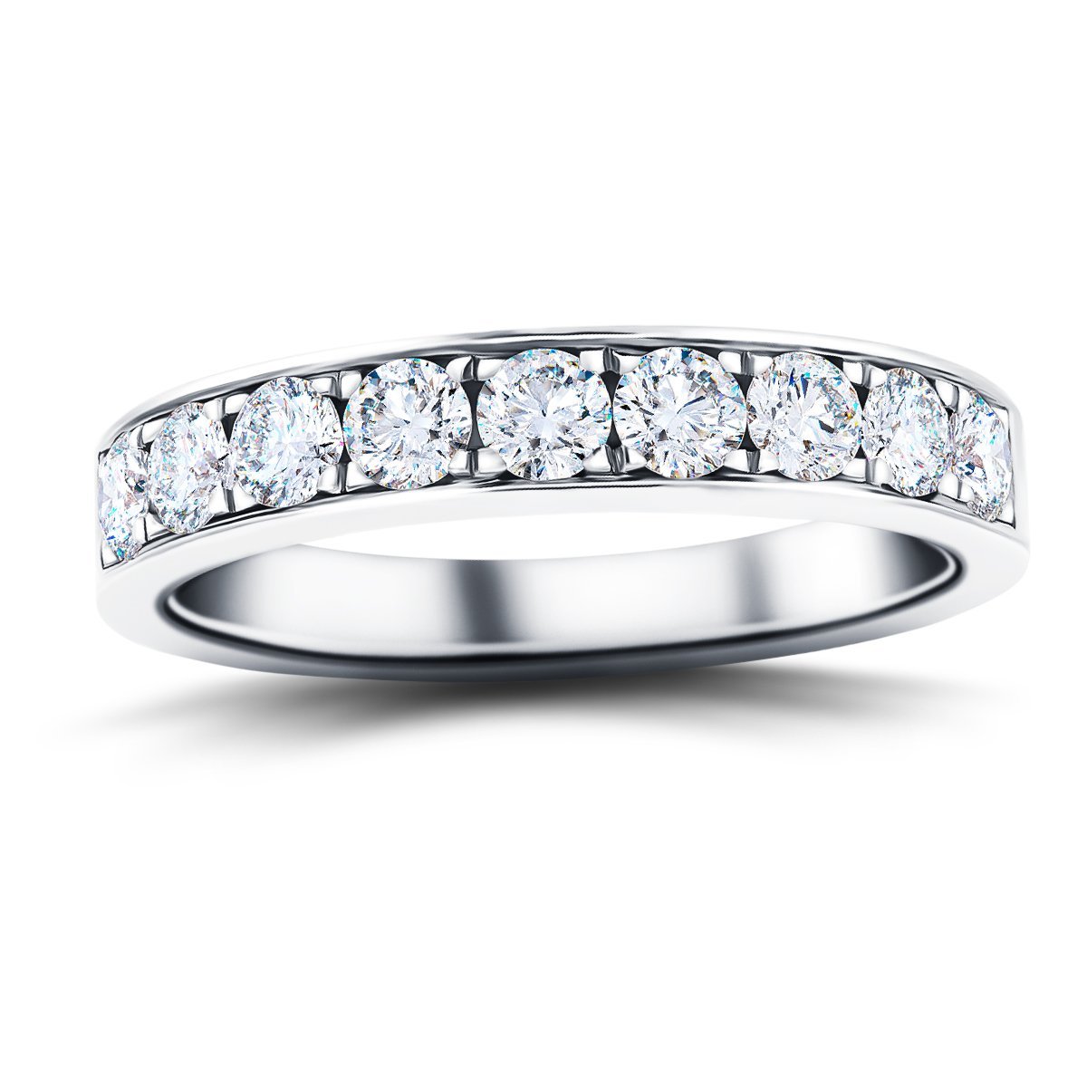 Channel Set Half Eternity Ring 1.00ct G/SI Diamonds in Platinum - All Diamond