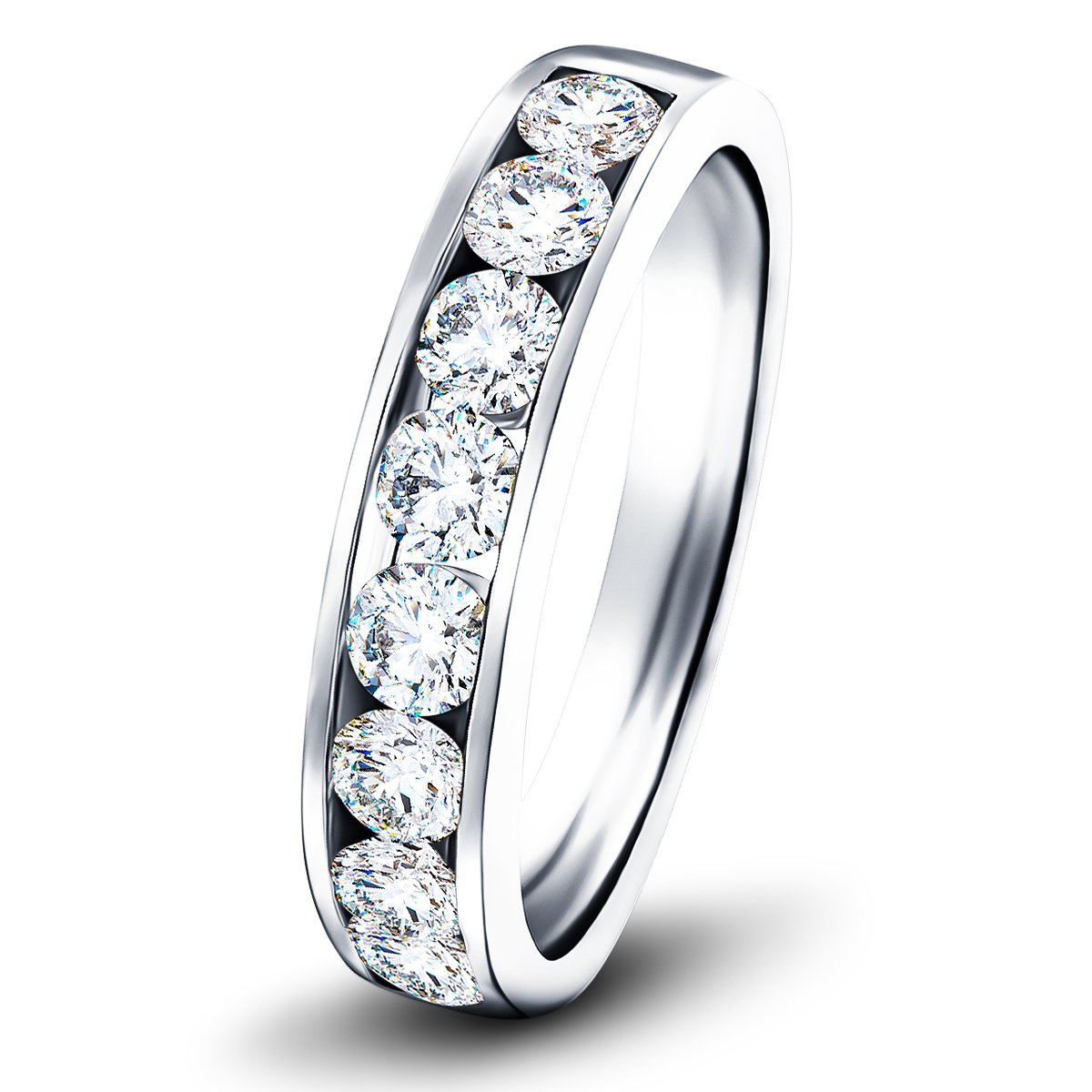 Channel Set Half Eternity Ring 1.50ct G/SI in 18k White Gold 4.5mm - All Diamond