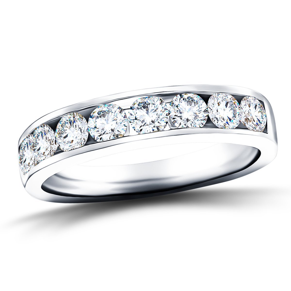 Channel Set Half Eternity Ring 1.50ct G/SI in Platinum 4.5mm - All Diamond