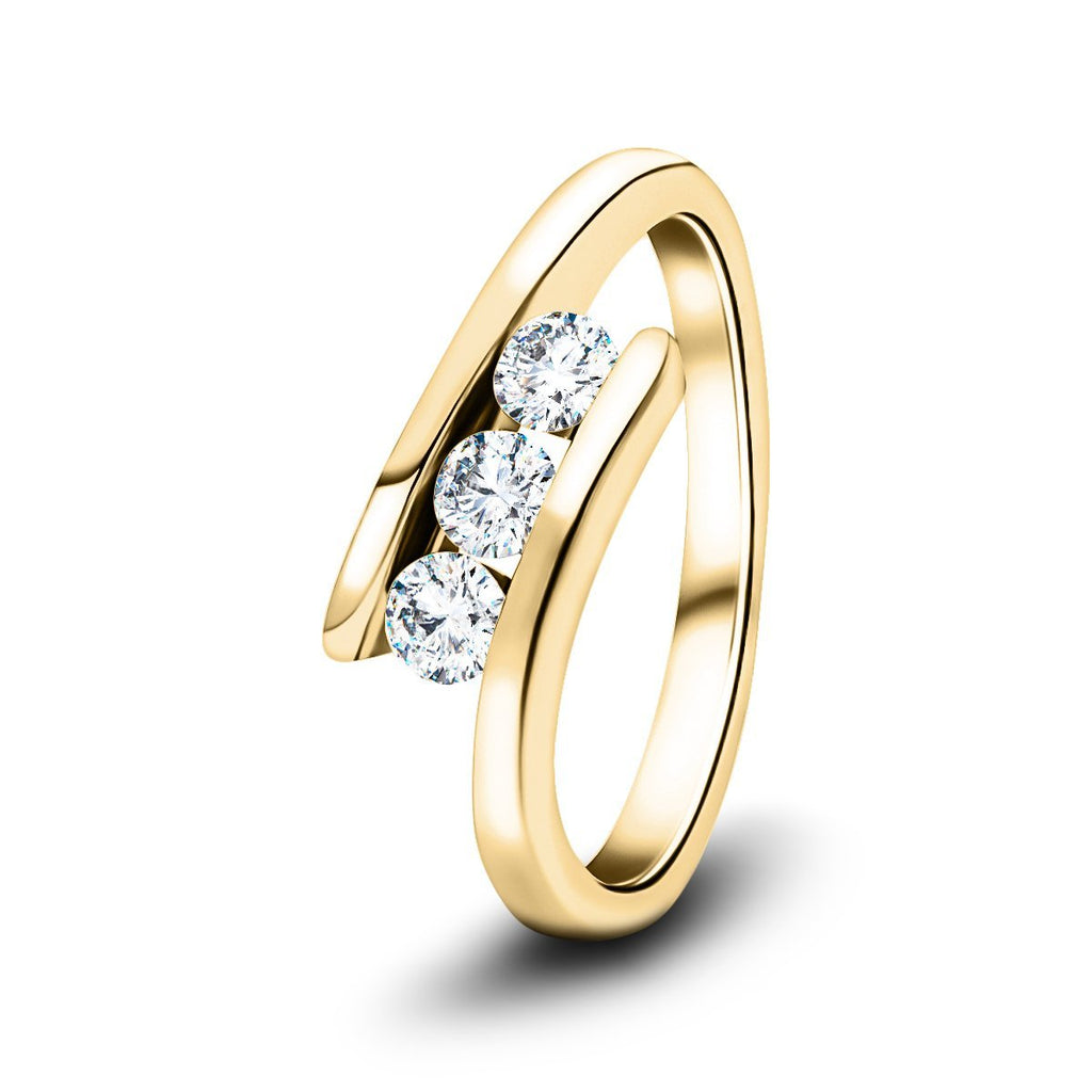 Channel Set Trilogy Crossover Ring 0.33ct G/SI Quality 18k Yellow Gold - All Diamond