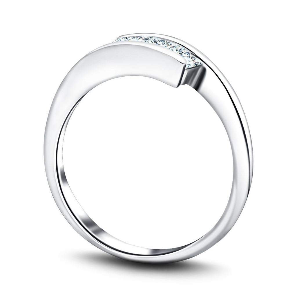 Channel Set Trilogy Princess Ring 0.33ct G/SI Quality 18k White Gold - All Diamond