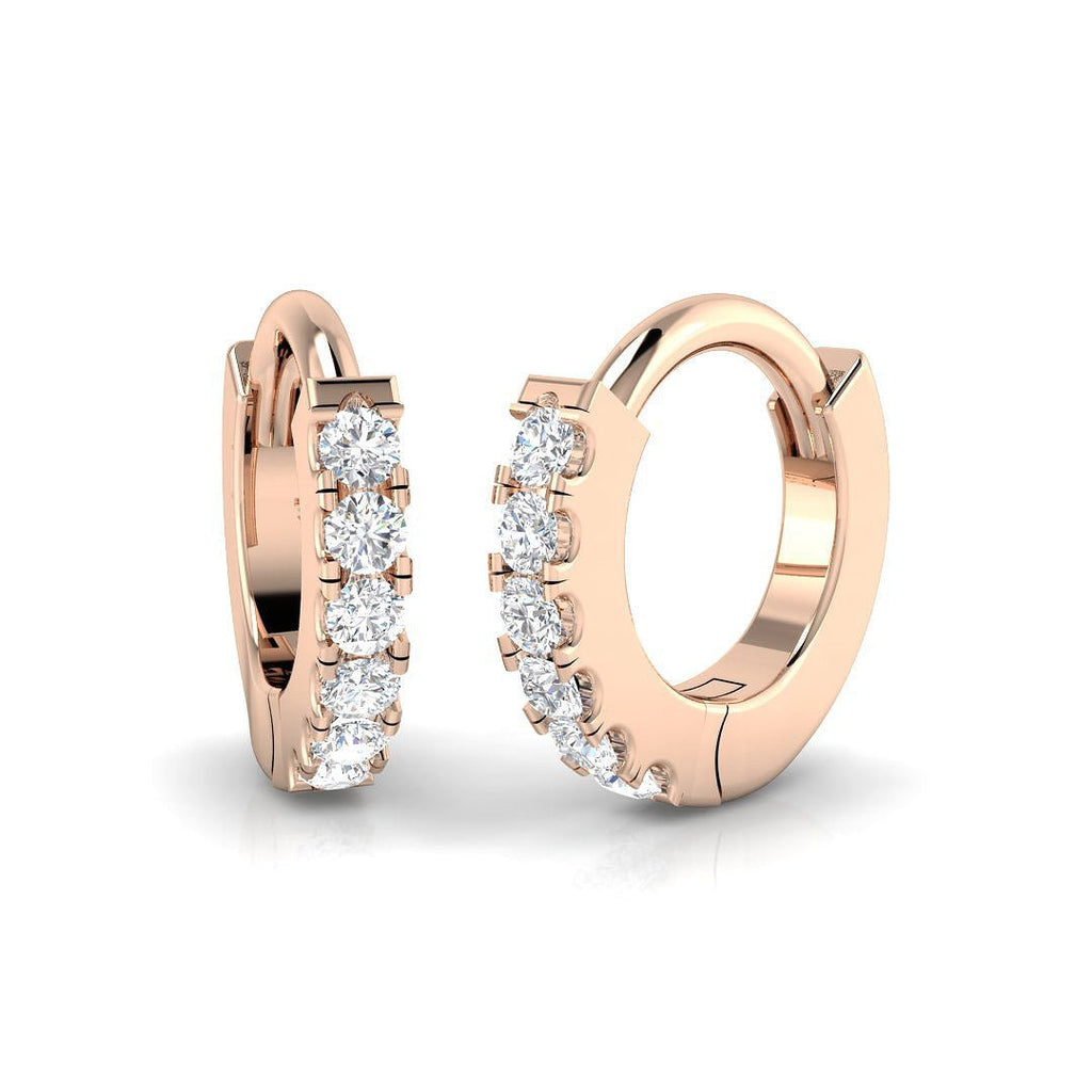 Children Diamond Huggie Hoop Earrings 0.06ct G/SI Quality in 18k Rose Gold - All Diamond