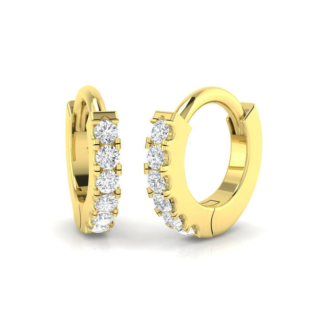Children Diamond Huggie Hoop Earrings 0.06ct G/SI Quality in 18k Yellow Gold - All Diamond