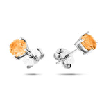 Citrine Solitaire Earrings 0.80ct in 9k White Gold 5.0mm - All Diamond