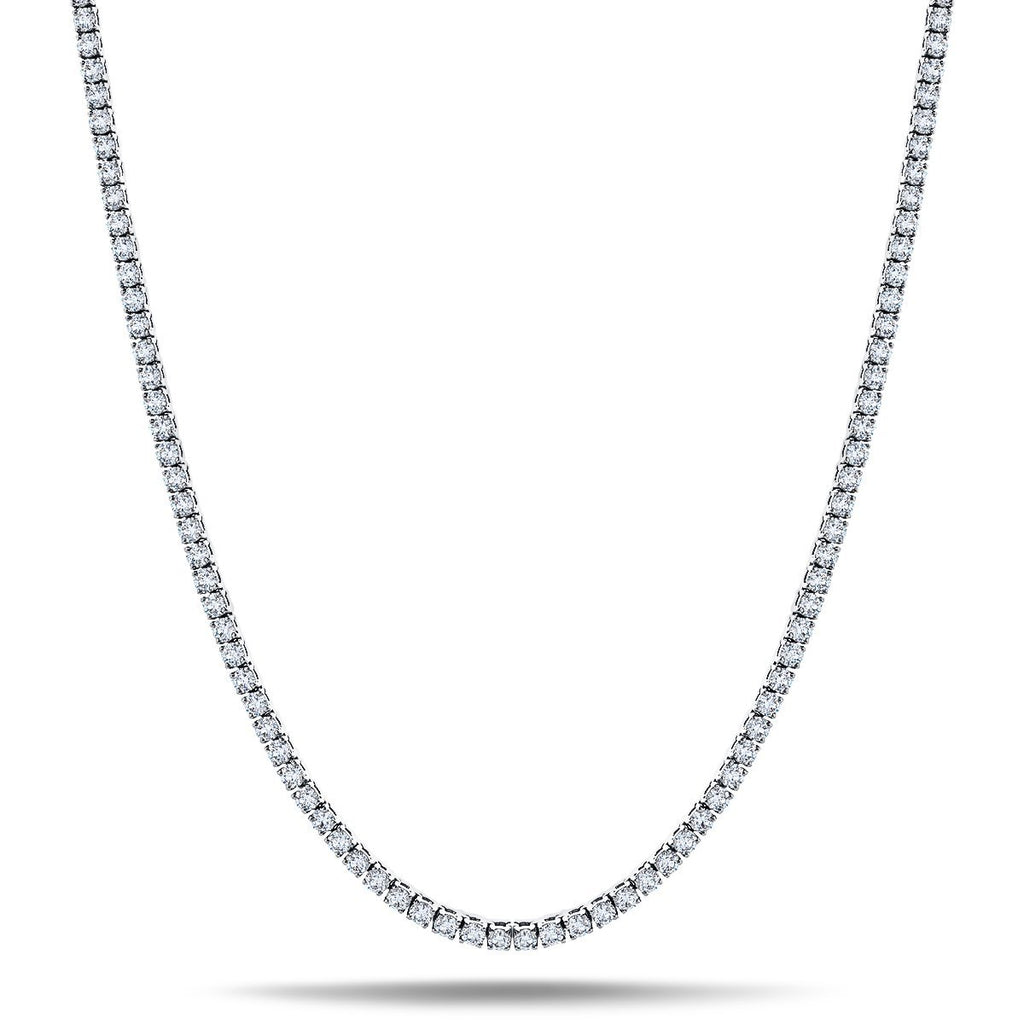 Classic Diamond Tennis Necklace 12.20ct G/SI Quality 18k White Gold - All Diamond