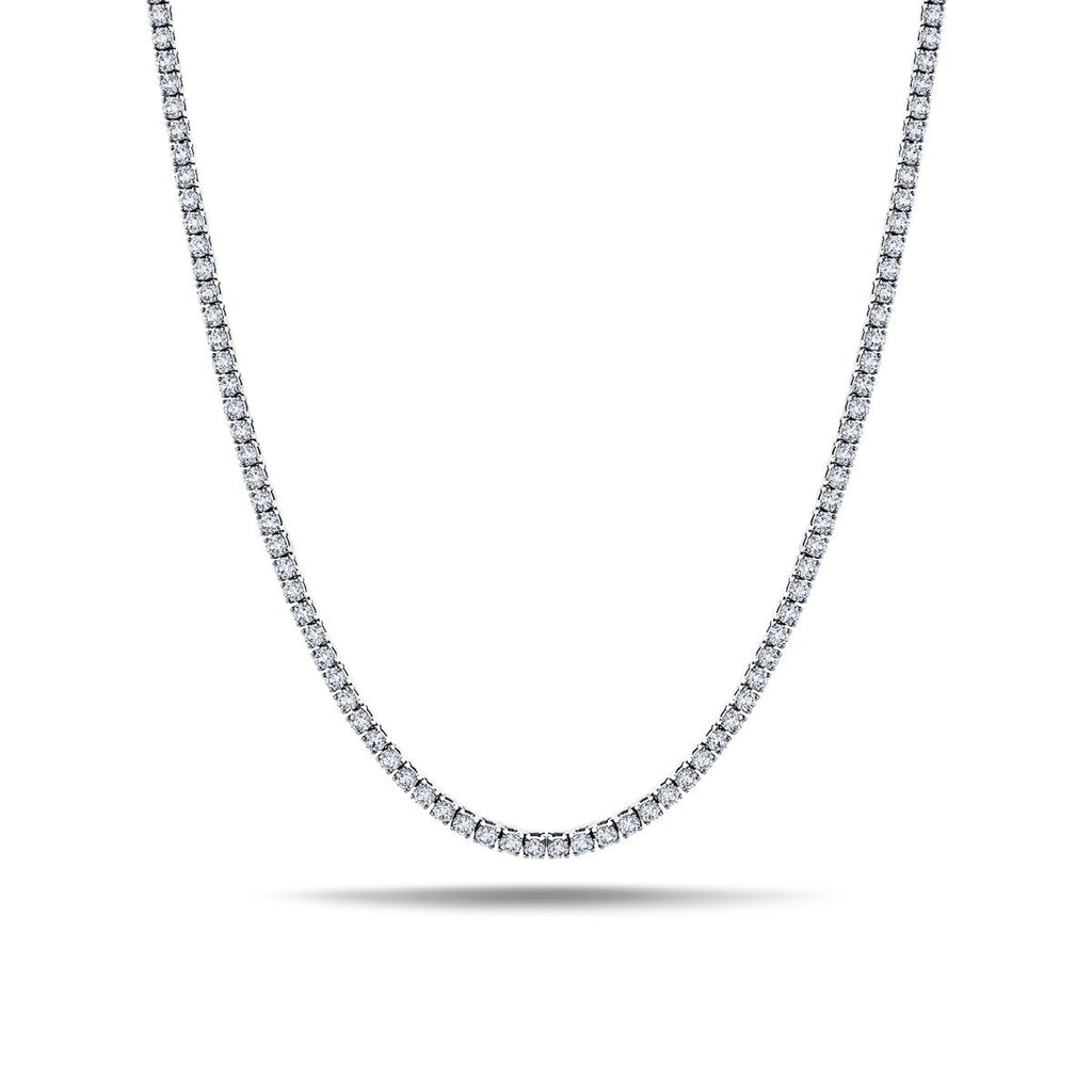Classic Diamond Tennis Necklace 13.25ct G/SI Quality 18k White Gold - All Diamond