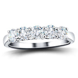 Classic Five Stone Ring with 1.00ct G/SI Quality 18k White Gold - All Diamond