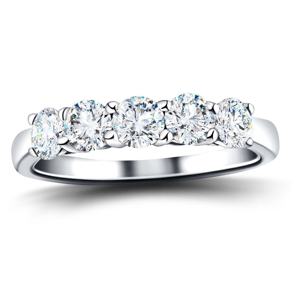 Classic Five Stone Ring with 2.00ct G/SI Quality Diamonds in Platinum - All Diamond