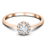 Classic Halo Diamond Engagement Ring with 0.27ct in 18k Rose Gold - All Diamond